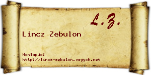 Lincz Zebulon névjegykártya